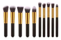 Kit 10 pinceis profissional de maquiagem esfumar contorno cor preto